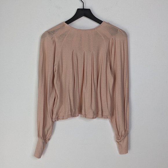 Free People Pink Billie Ribbed Blouson Sleeve Top - Picture 6 of 12